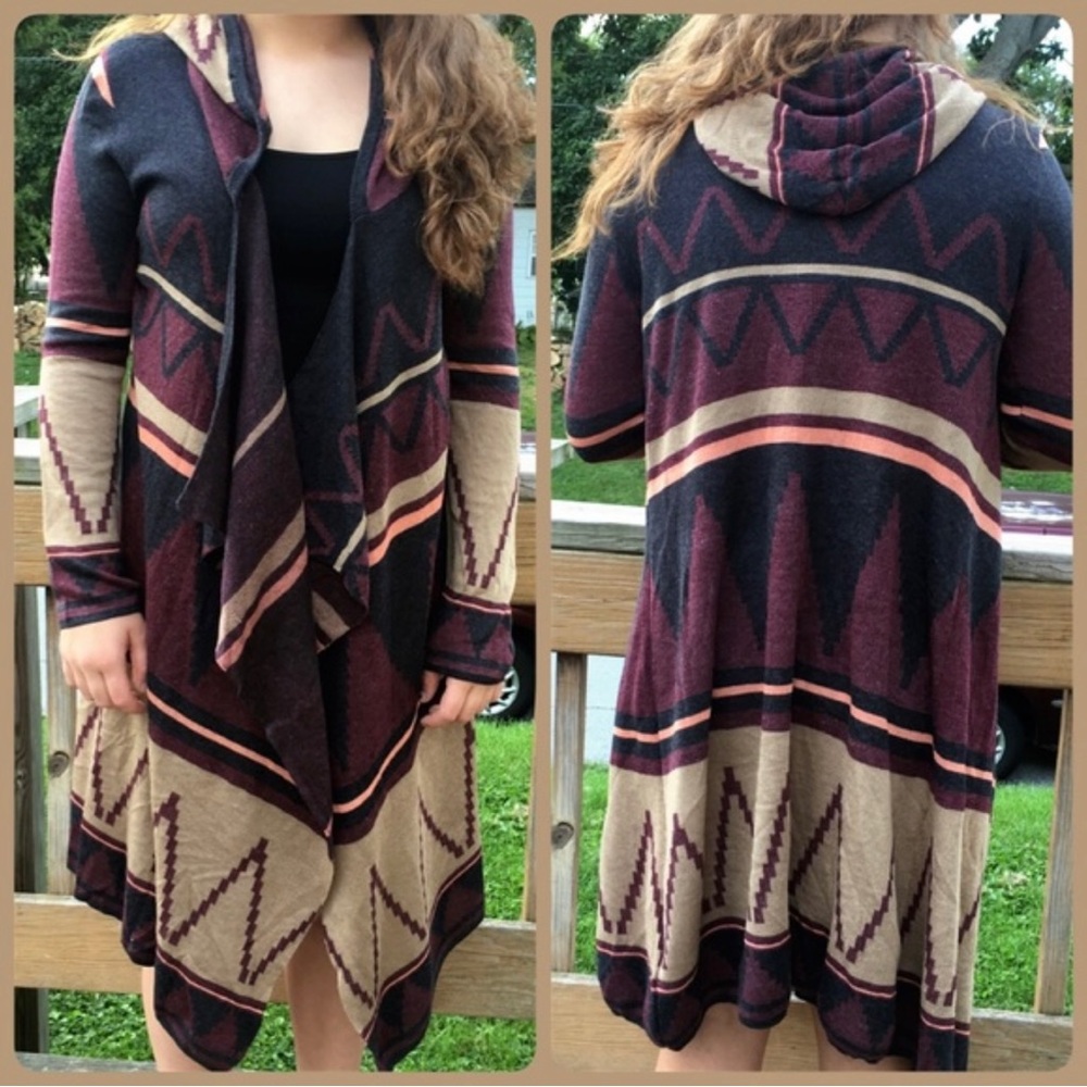 Southwest Colorblock Stripe Waterfall Cardigan! NEW!